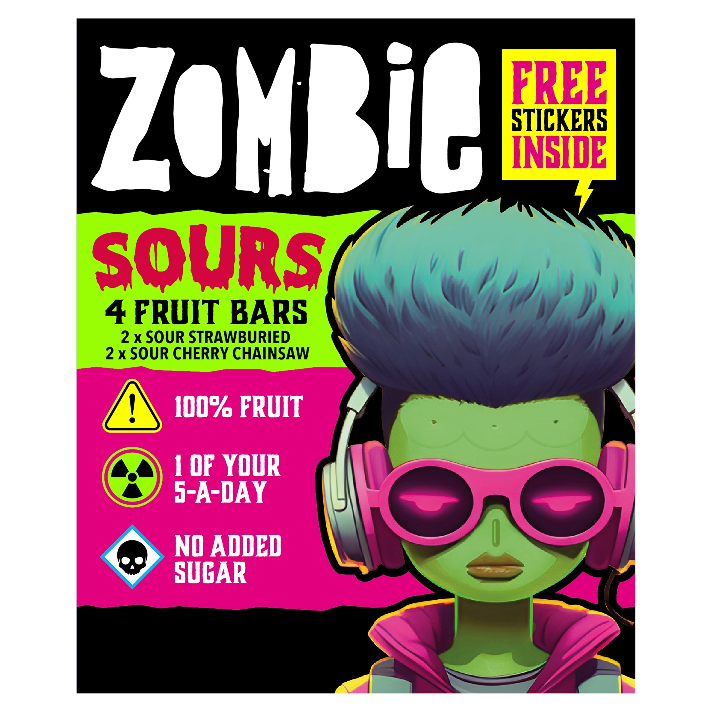 Zombie Sours Fruit Snack Bar Variety Multipack 4x25g