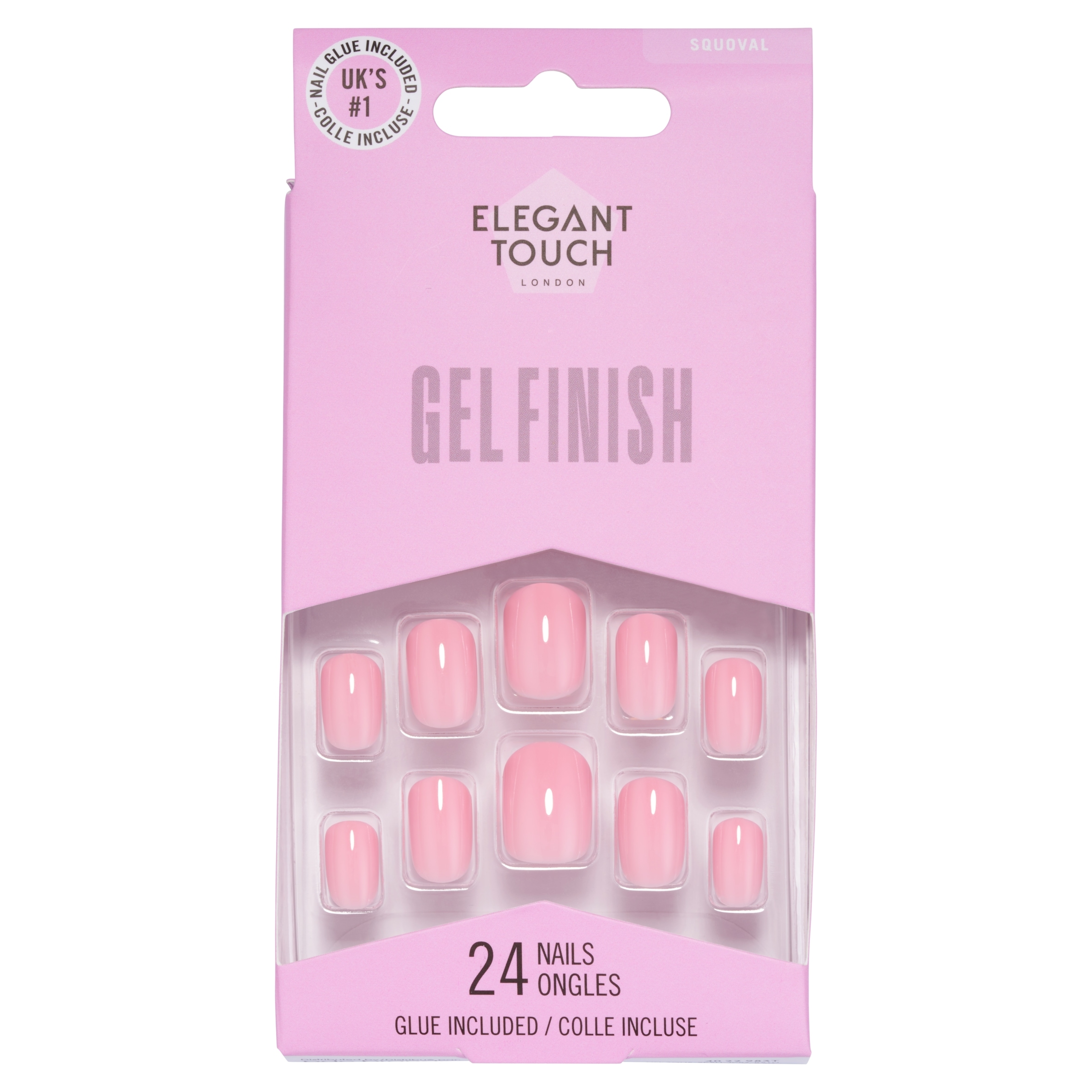 Elegant Touch Gel Finish Squoval False Nails Perfect Pink