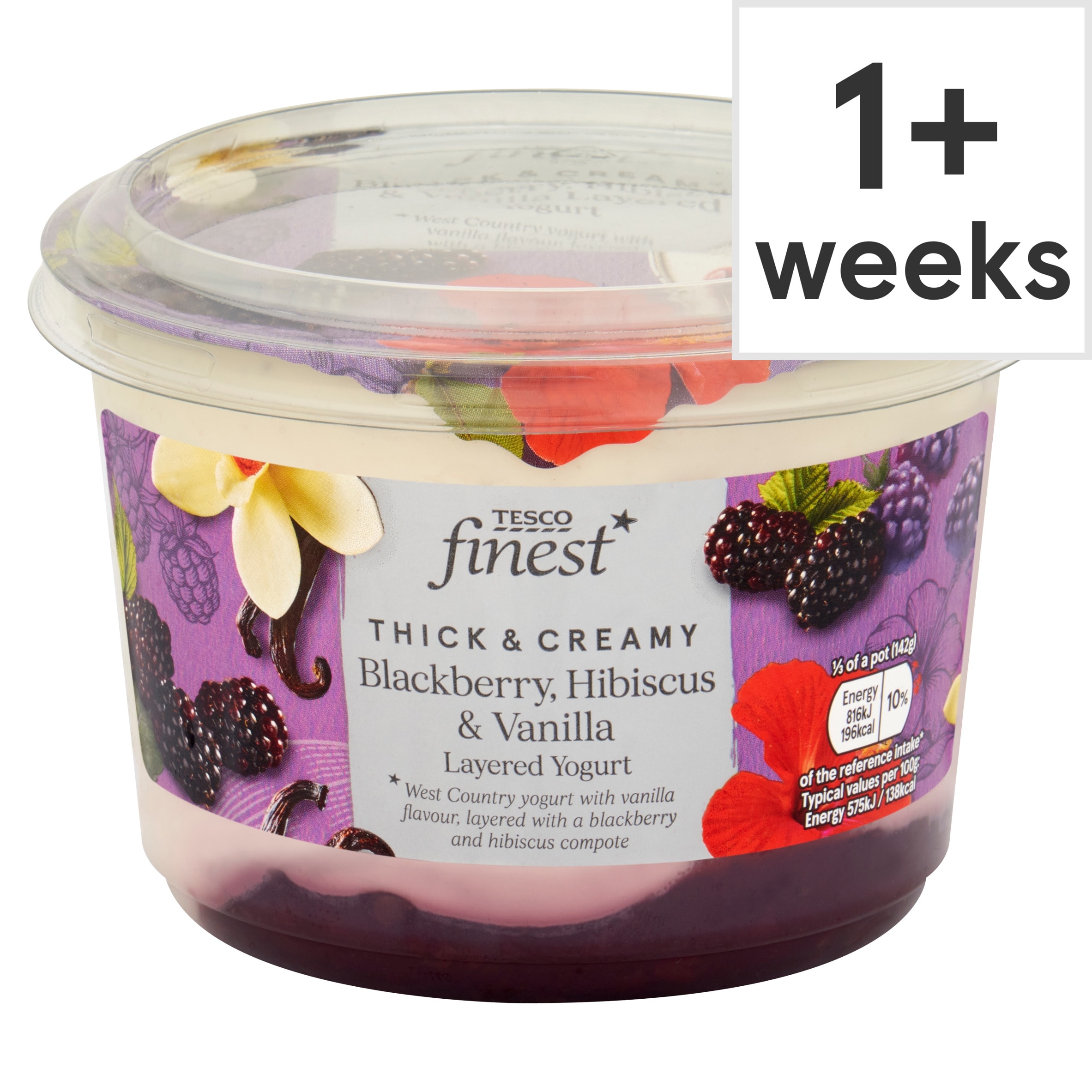 Tesco Finest Yogurt Blackberry, Hibiscus & Vanilla 425g