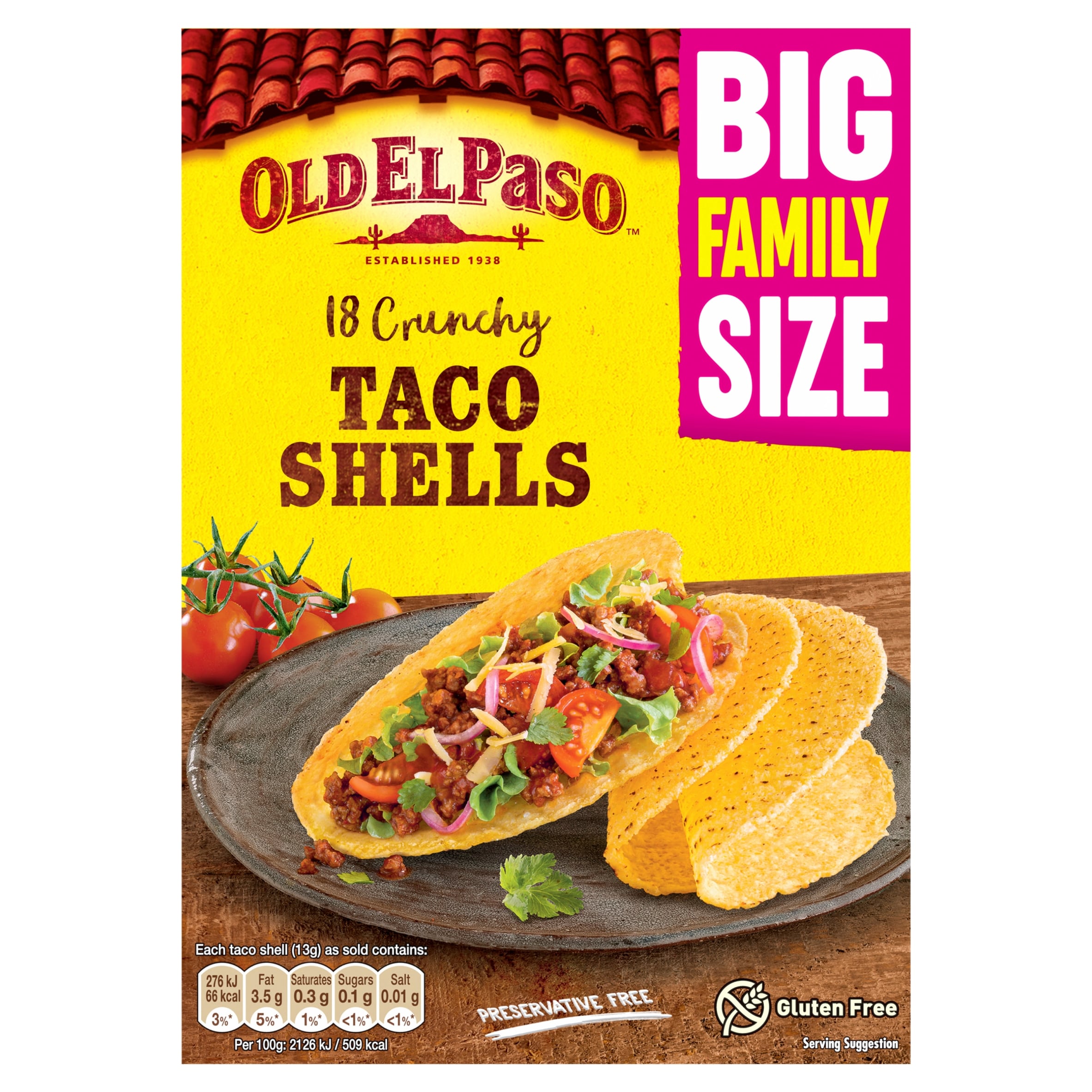 Old El Paso 18 Crunchy Taco Shells Family Pack 234g