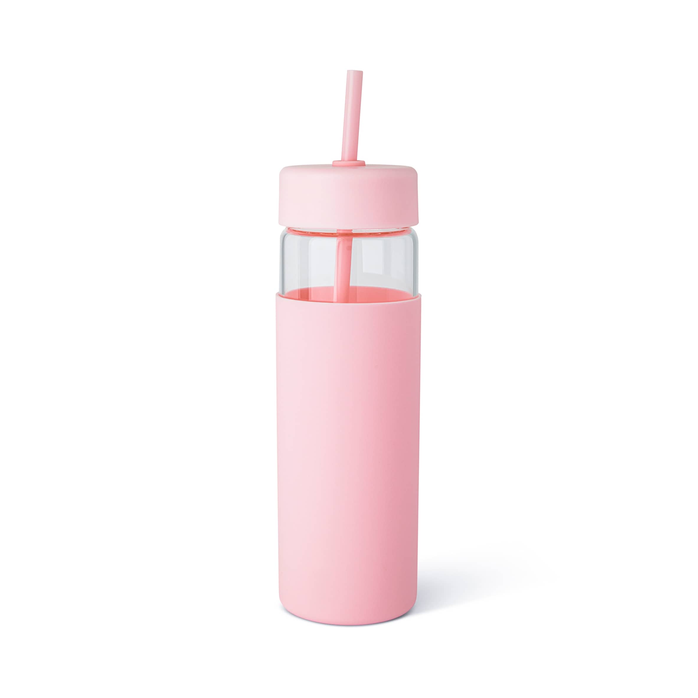 Core Kitchen Swing Glass Water Bottle Tumbler With Straw Pink 710ml thumbnail 2