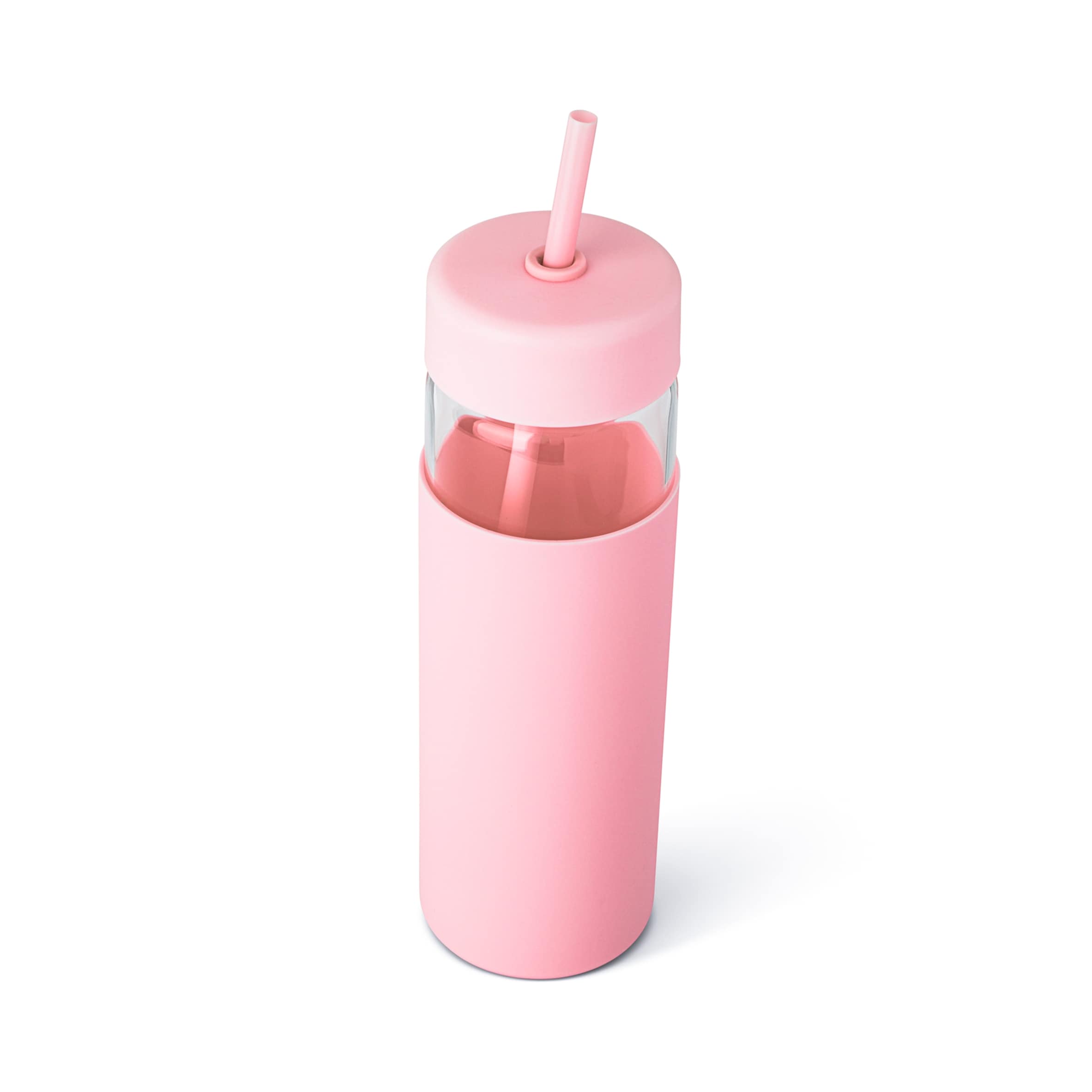 Core Kitchen Swing Glass Water Bottle Tumbler With Straw Pink 710ml thumbnail 3