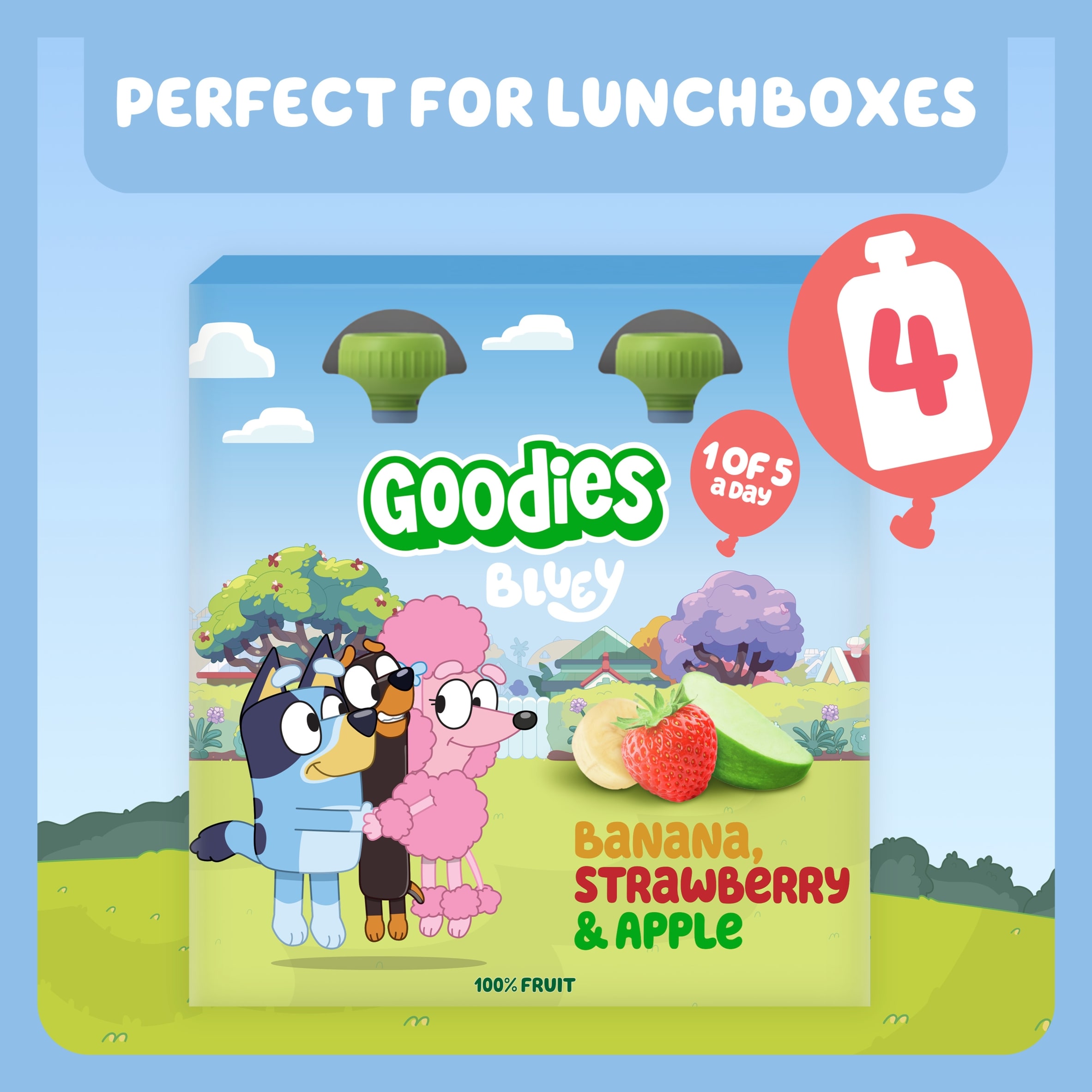 Goodies Bluey Banana Strawberry & Apple Pouch 4x100g thumbnail 4