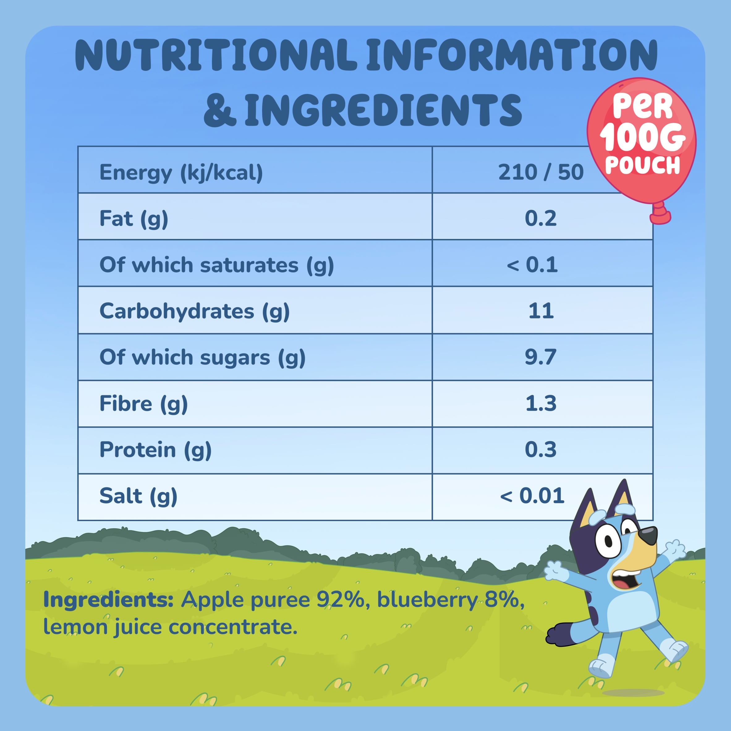 Goodies Bluey Apple & Blueberry Pouch 4x100g thumbnail 3
