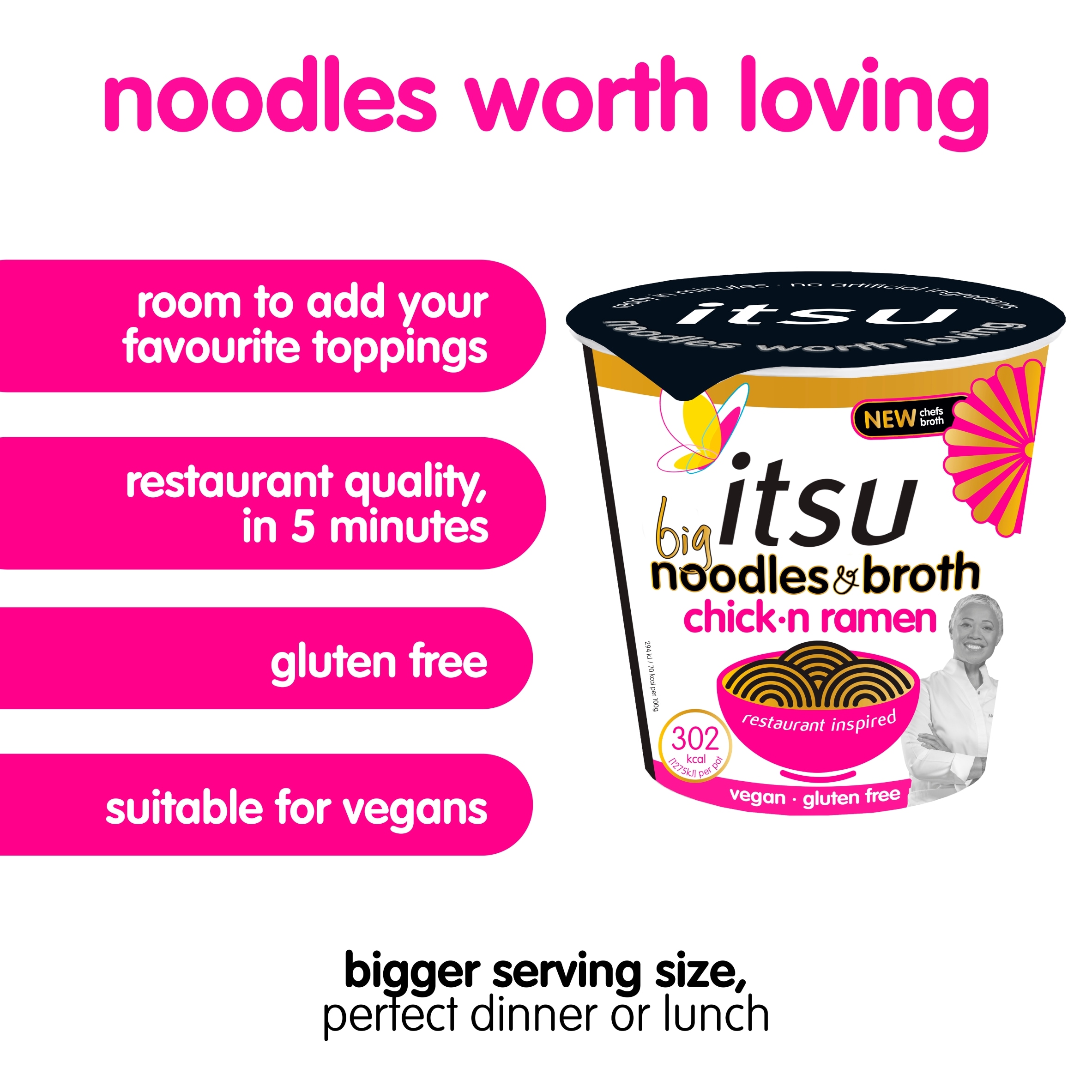 itsu BIG Chickn Ramen Noodles & Broth Pot 93g thumbnail 2