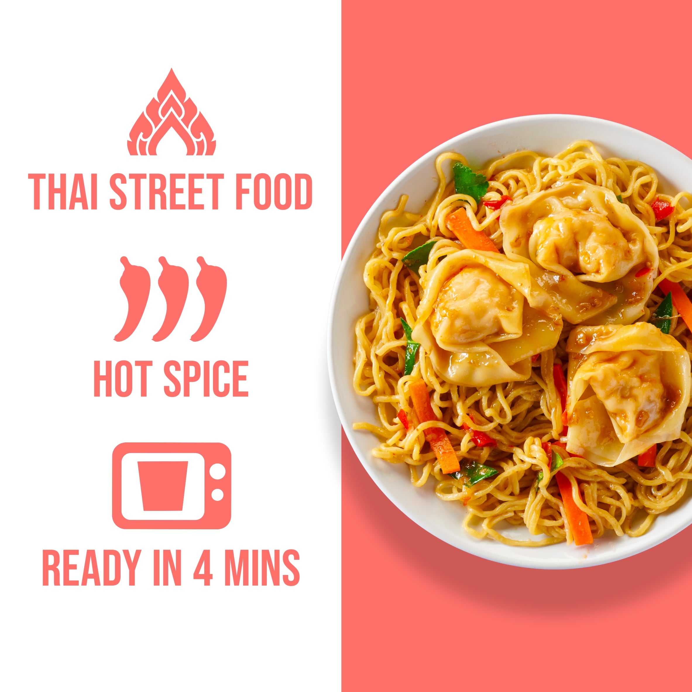 Kitchen Joy Thai Cube Prawn Wonton Drunken Noodles 300g thumbnail 2