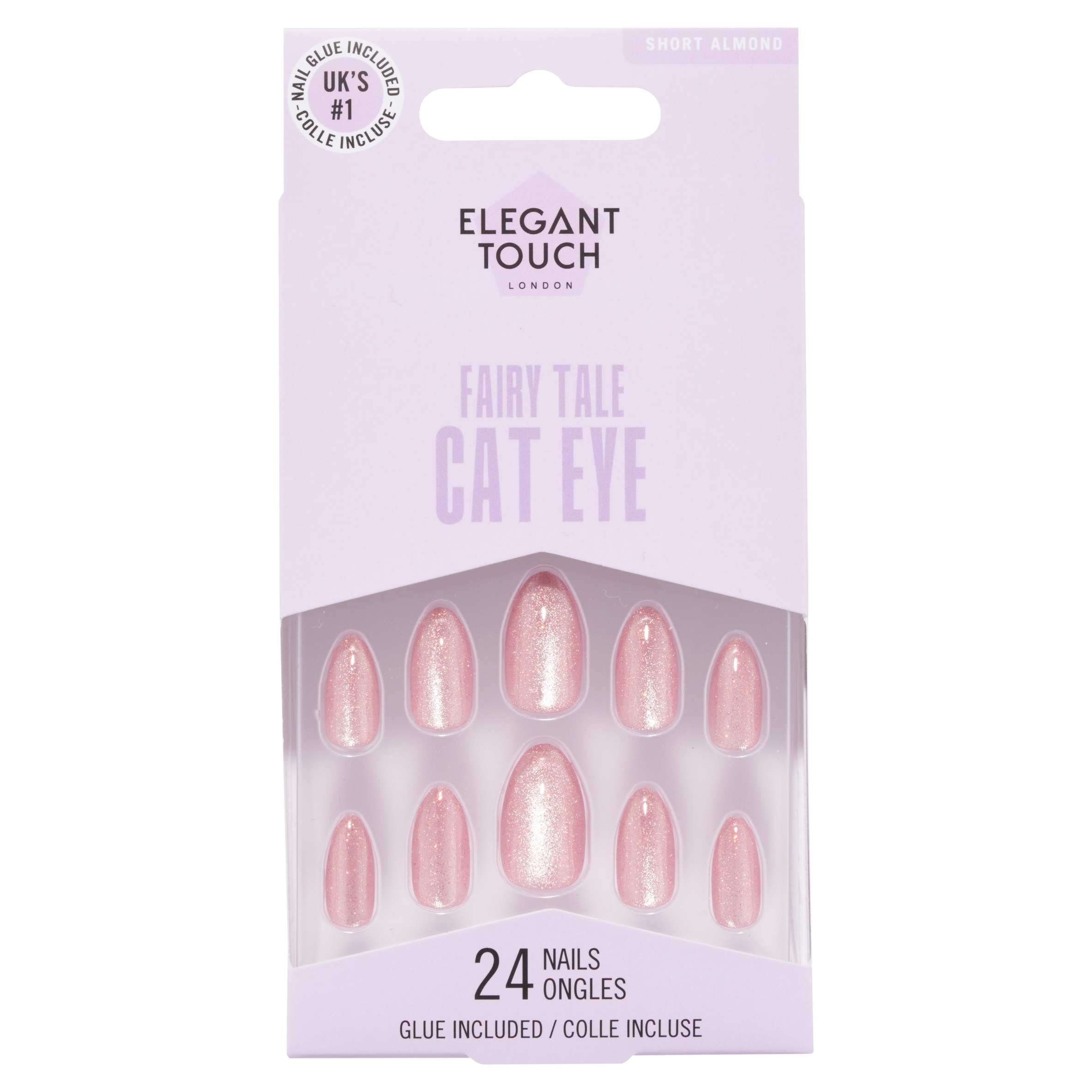 Elegant Touch Fairy Tale Cat Eye Short Almond False Nails Aurora