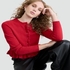 F&F Frilly Button Front Cardigan in Red