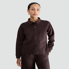 F&F Faux Suede Collared Co-ord Shirt in Brown