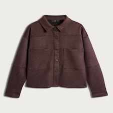 F&F Faux Suede Collared Co-ord Shirt in Brown thumbnail 4