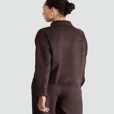 F&F Faux Suede Collared Co-ord Shirt in Brown thumbnail 3