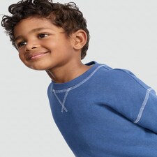 F&F Boys 2-Piece Cotton Rich Contrast Stitch Sweatshirt and Joggers Set in Blue thumbnail 2