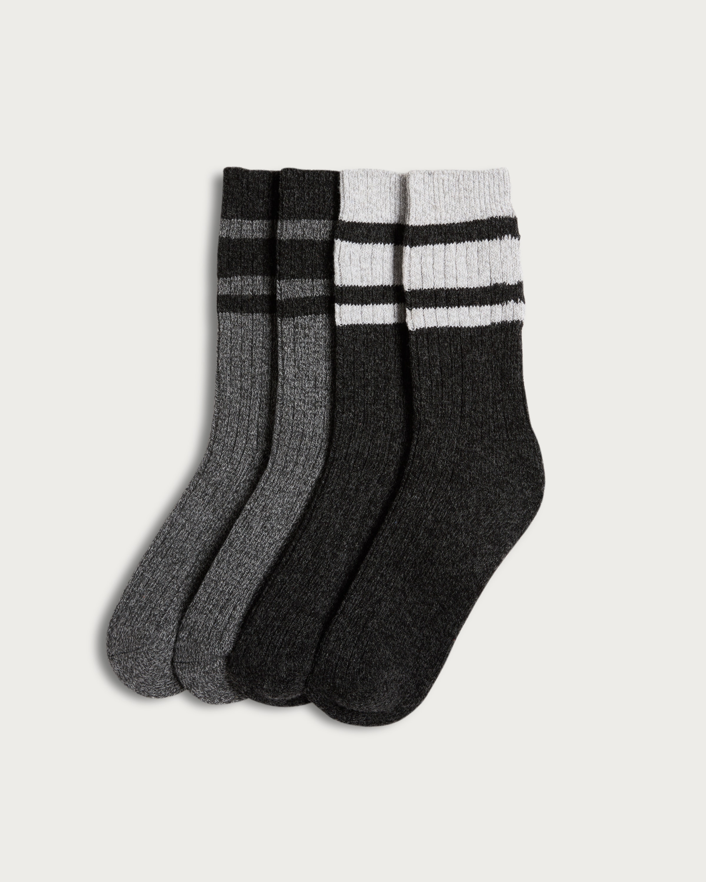 Hewitt & Munro 2-Pack Ribbed Thermal Socks with Wool in Grey Marl