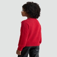 F&F Girls Textured Bow Accent Jumper in Red thumbnail 3