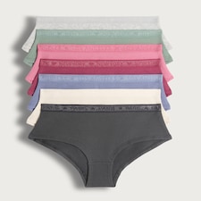 F&F Girls 7-Pack Cotton Rich Ribbed Glitter City Band Short Knickers in Multi