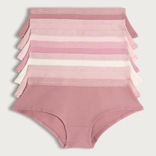 F&F Girls 7-Pack Cotton Rich Love Waistband Short Knickers in Pink