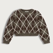 The F&F Edit Knitted Argyle Pattern Jumper with Wool in Brown thumbnail 5