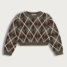 The F&F Edit Knitted Argyle Pattern Jumper with Wool in Brown thumbnail 5