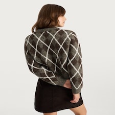 The F&F Edit Knitted Argyle Pattern Jumper with Wool in Brown thumbnail 4