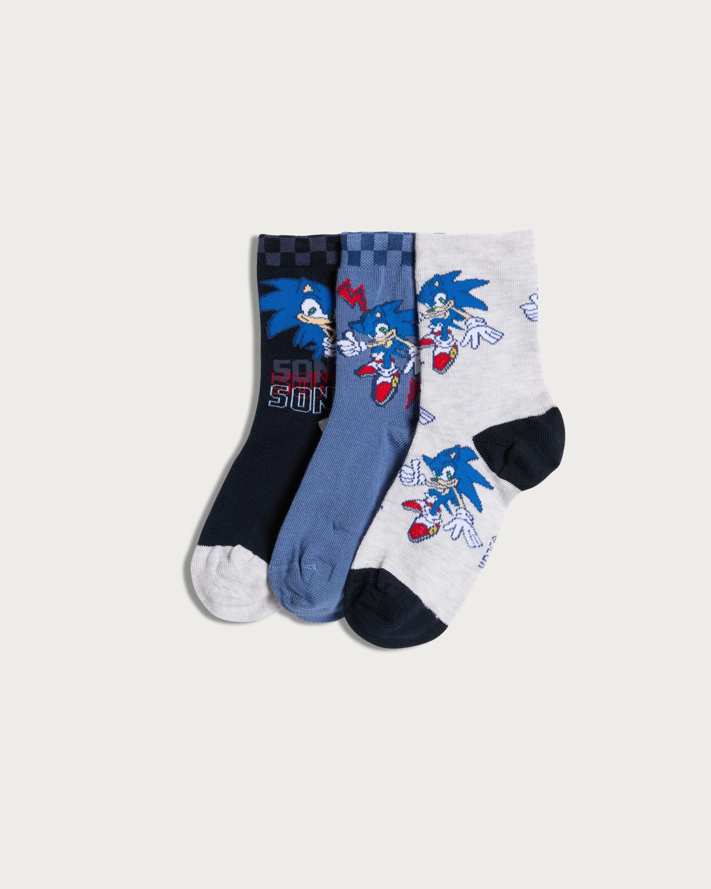 Sonic the Hedgehog 3-Pack Cotton Blend Ankle Socks in Blue Multi