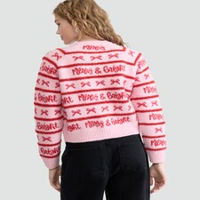 F&F Knitted Merry & Bright Button Front Cardigan in Pink thumbnail 3