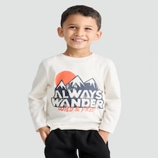 F&F Boys Pure Cotton Always Wander Wild & Free Top in Cream