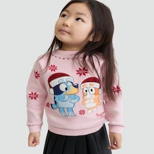 Bluey Seasonal Fun Print Knitted Jumper in Pink