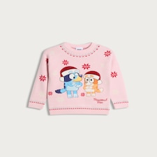 Bluey Seasonal Fun Print Knitted Jumper in Pink thumbnail 4