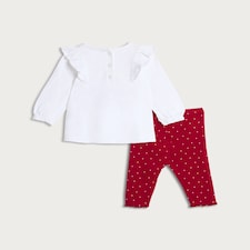 F&F Baby 2-Piece Cotton Rich Animal Tree Print Top and Leggings Set in White thumbnail 2