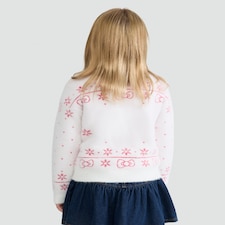 Cinnamoroll Snowflake Print Knitted Jumper in White thumbnail 3