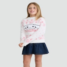 Cinnamoroll Snowflake Print Knitted Jumper in White thumbnail 2