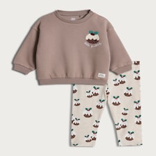 F&F Baby 2-Piece Little Pudding Sweatshirt and Leggings Set in Stone