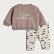 F&F Baby 2-Piece Little Pudding Sweatshirt and Leggings Set in Stone thumbnail 2