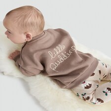 F&F Baby 2-Piece Little Pudding Sweatshirt and Leggings Set in Stone thumbnail 4