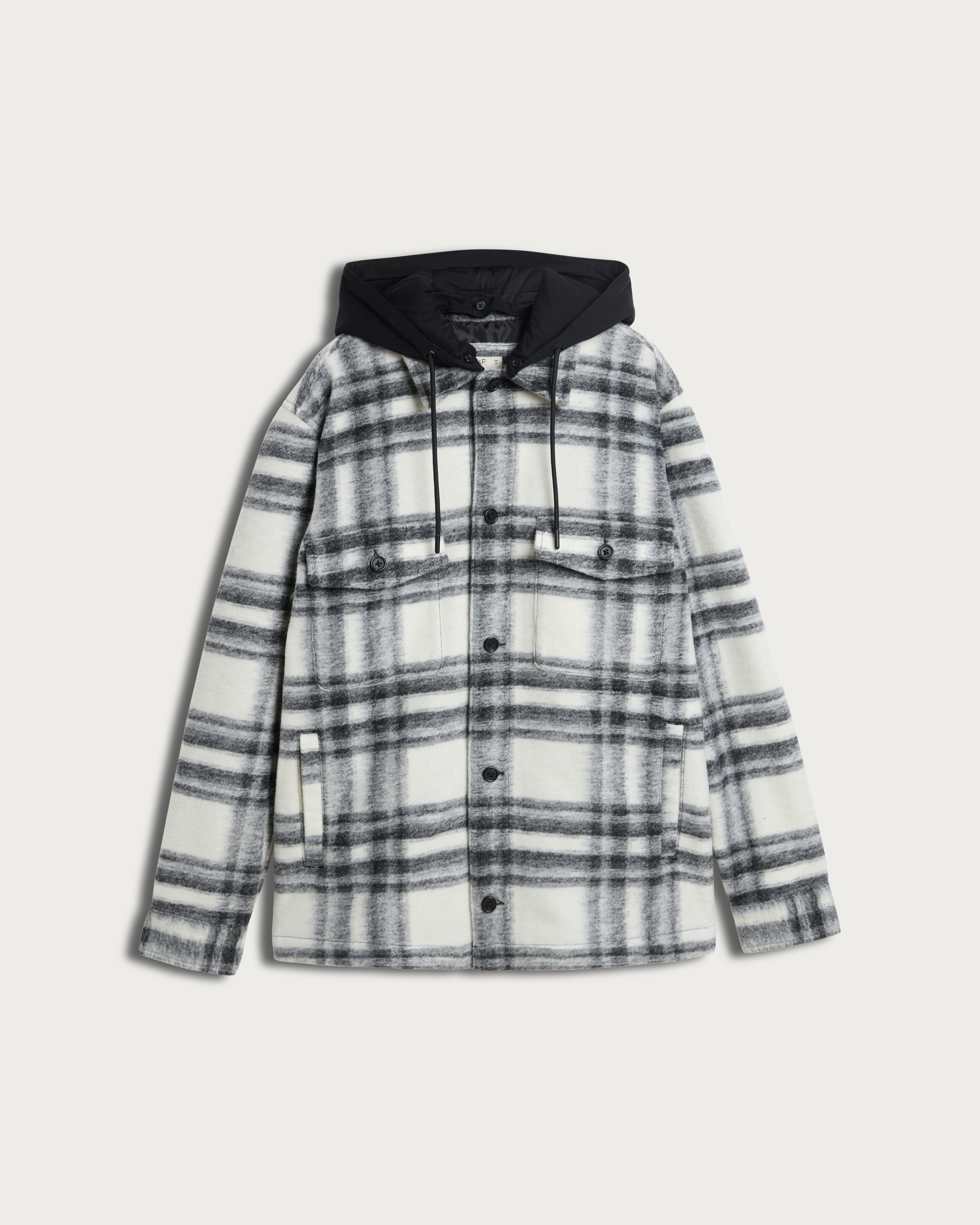 F&F Brushed Check Hooded Shacket in White thumbnail 4