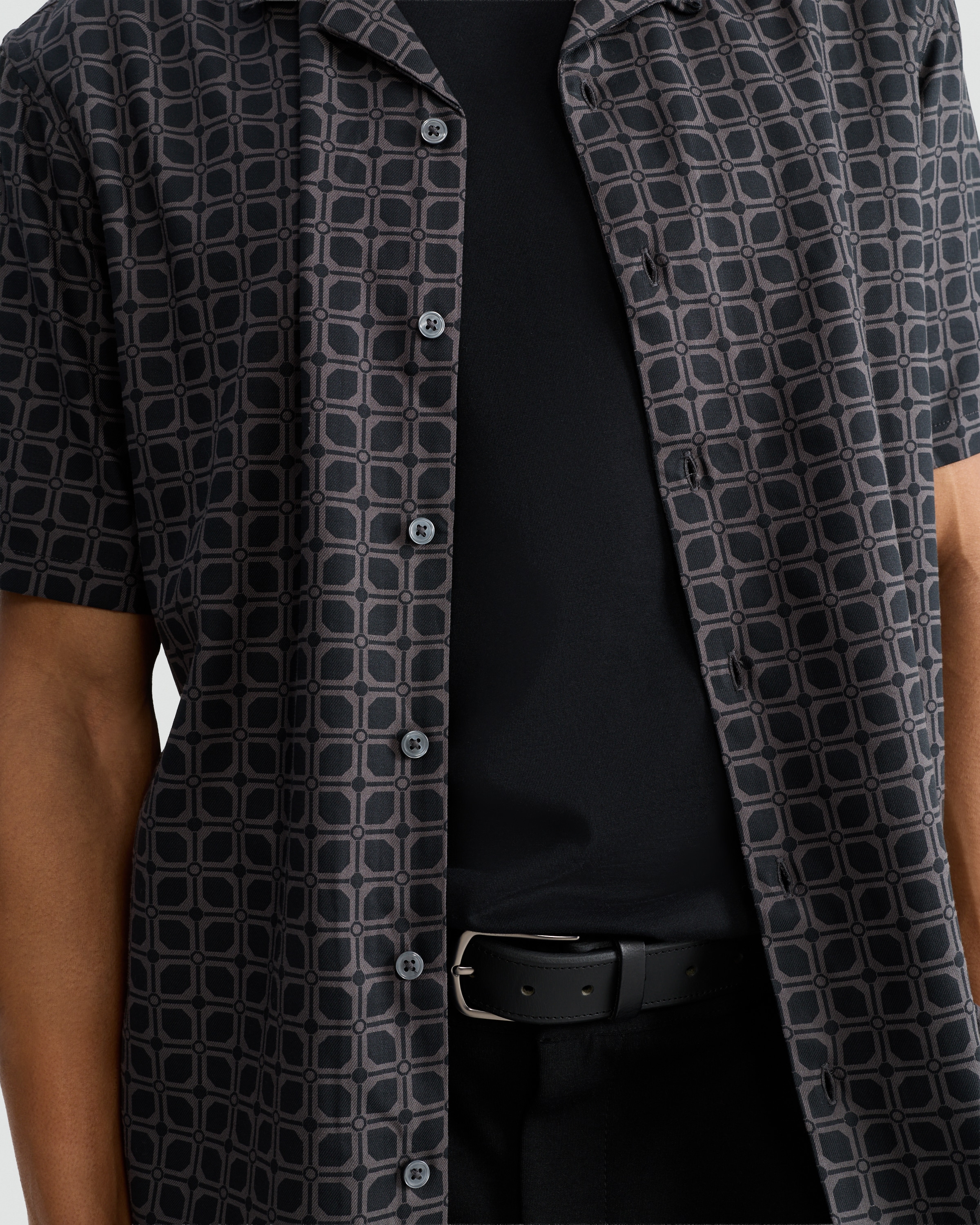 F&F Geometric Print Short Sleeved Shirt in Grey thumbnail 2