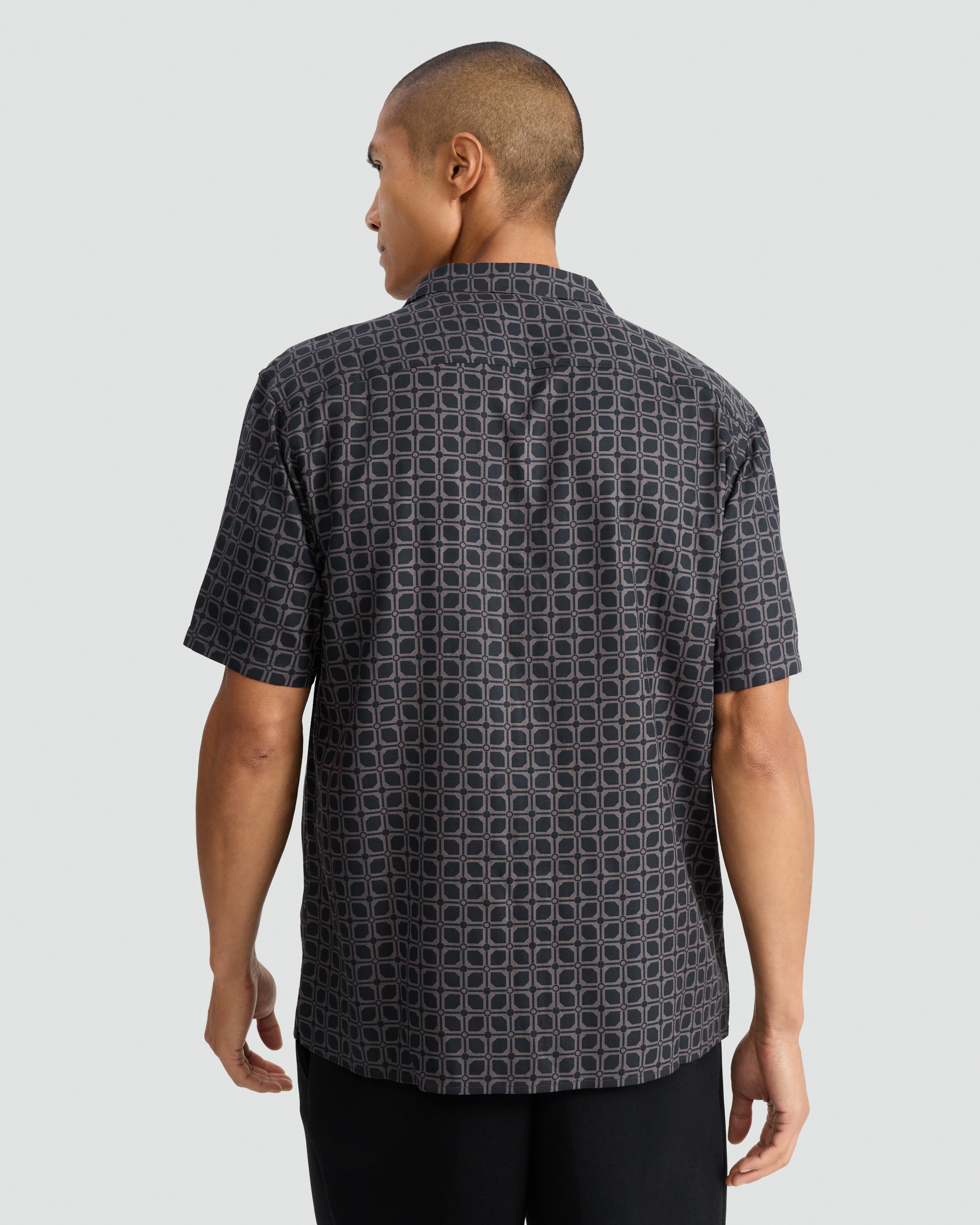 F&F Geometric Print Short Sleeved Shirt in Grey thumbnail 3