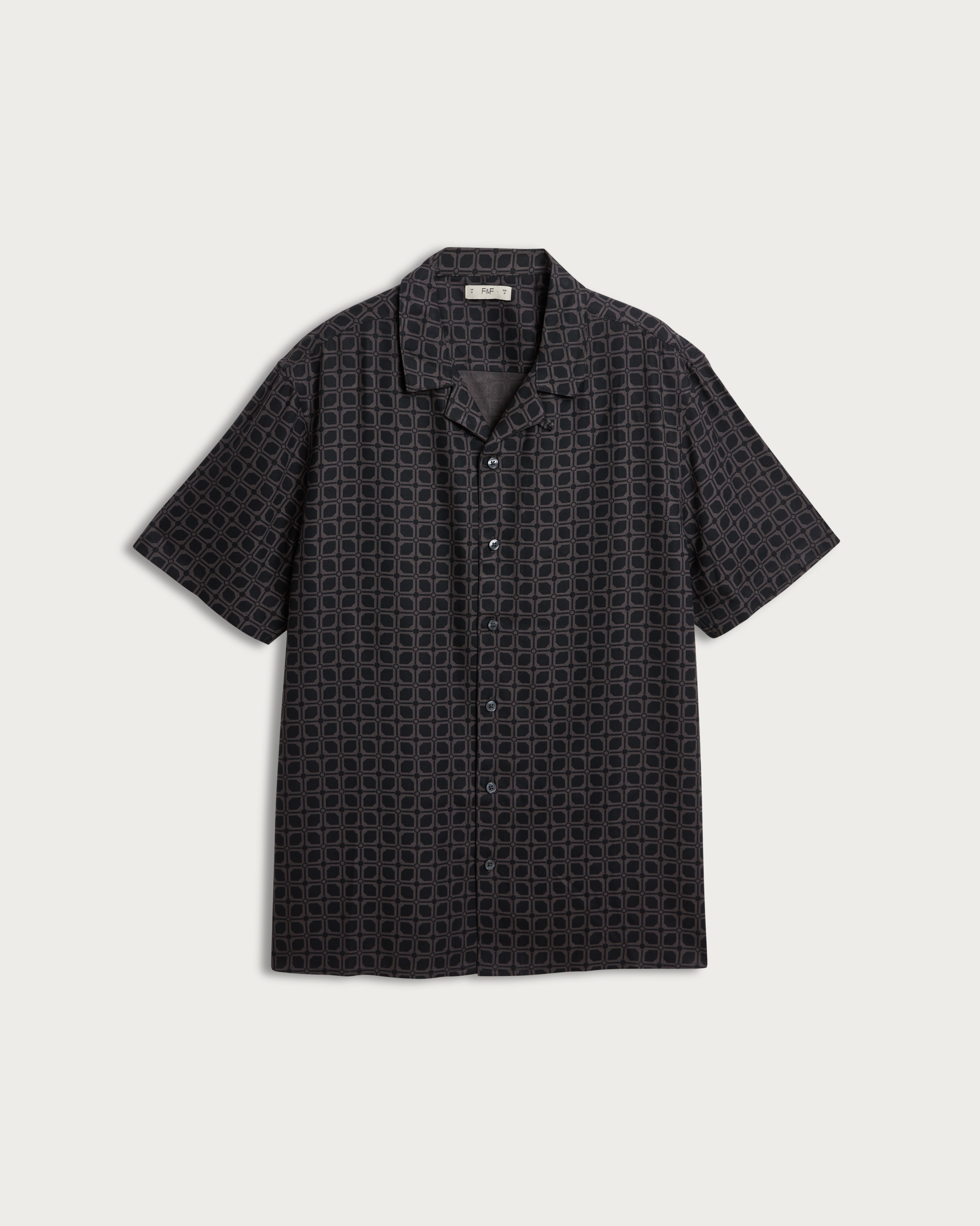 F&F Geometric Print Short Sleeved Shirt in Grey thumbnail 4