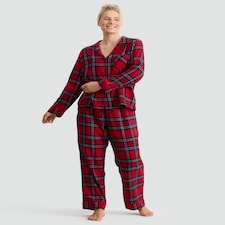F&F Check Woven Matching Family Christmas Button Up Pyjamas in Red thumbnail 2
