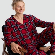 F&F Check Woven Matching Family Christmas Button Up Pyjamas in Red