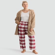 F&F Cotton Blend Check Print Pyjama Bottoms in Multi Red
