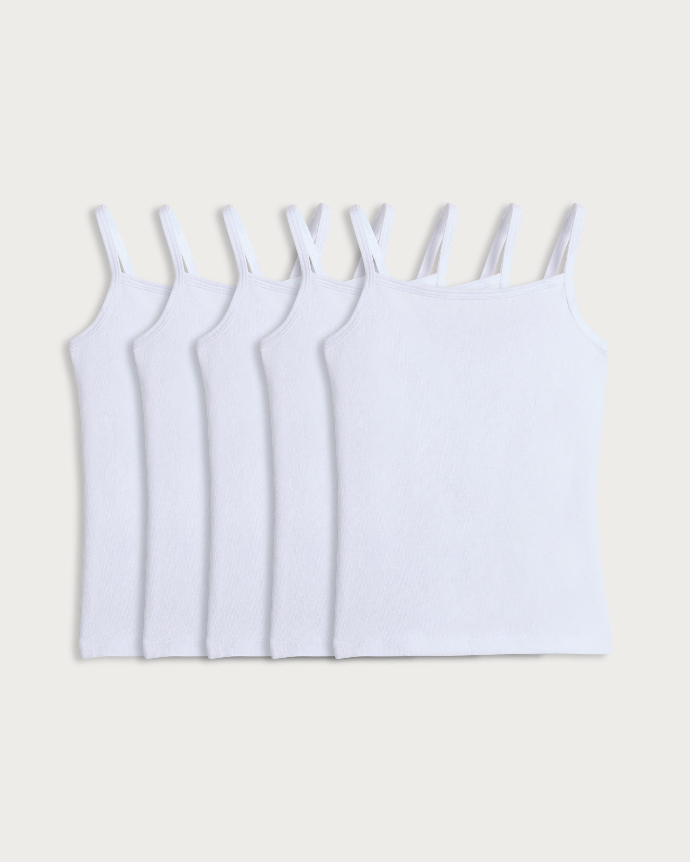 F&F Girls Cotton Rich 5-Pack Strappy Cami Vests in White