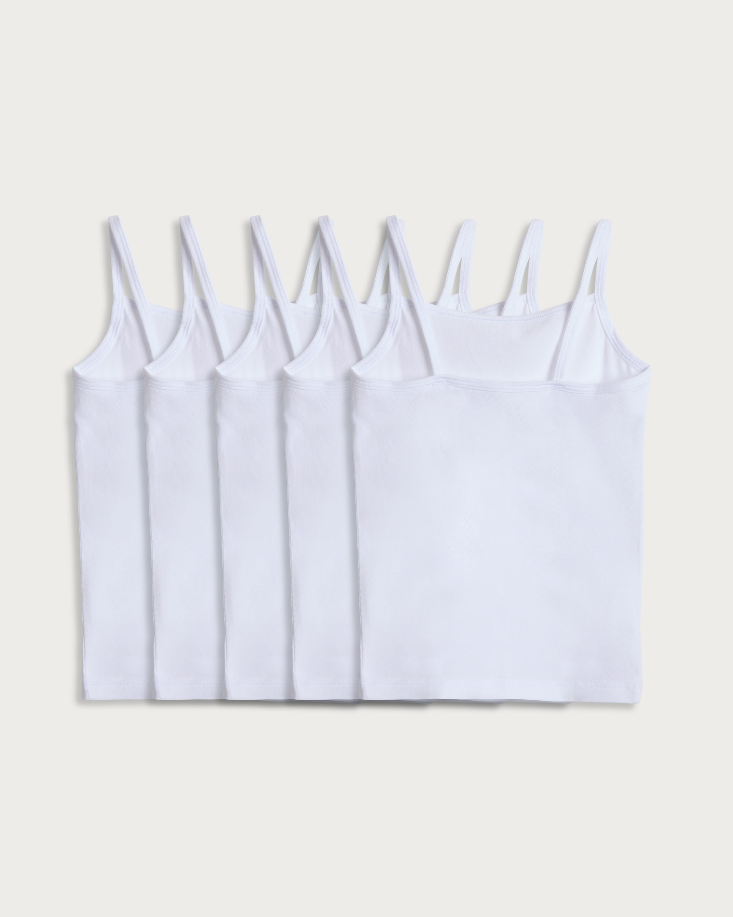 F&F Girls Cotton Rich 5-Pack Strappy Cami Vests in White thumbnail 2