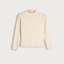 F&F Cotton Rich Ribbed High Neck Long Sleeved Top in Cream thumbnail 4