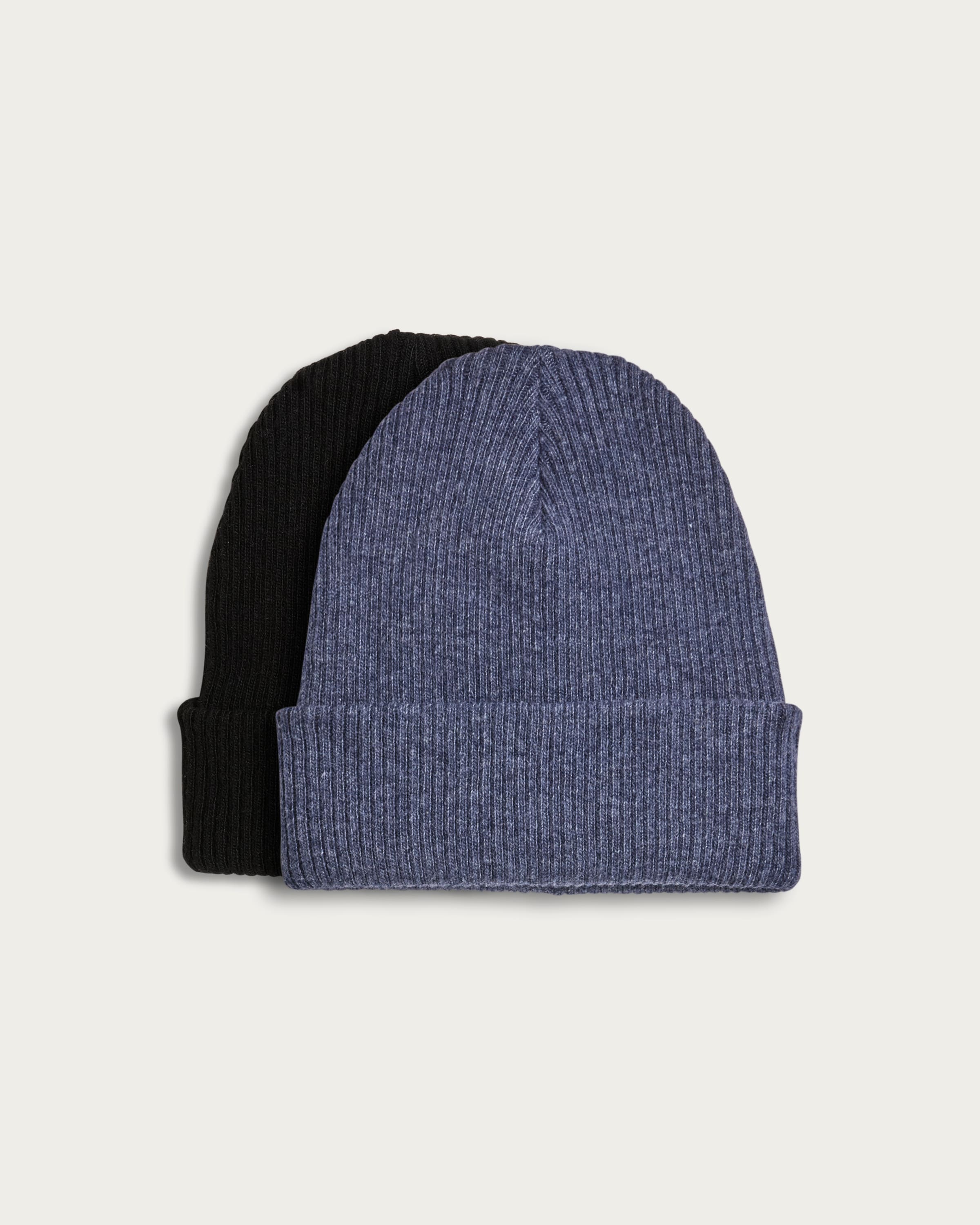 F&F Boys 2-Pack Ribbed Beanie Hats in Multi