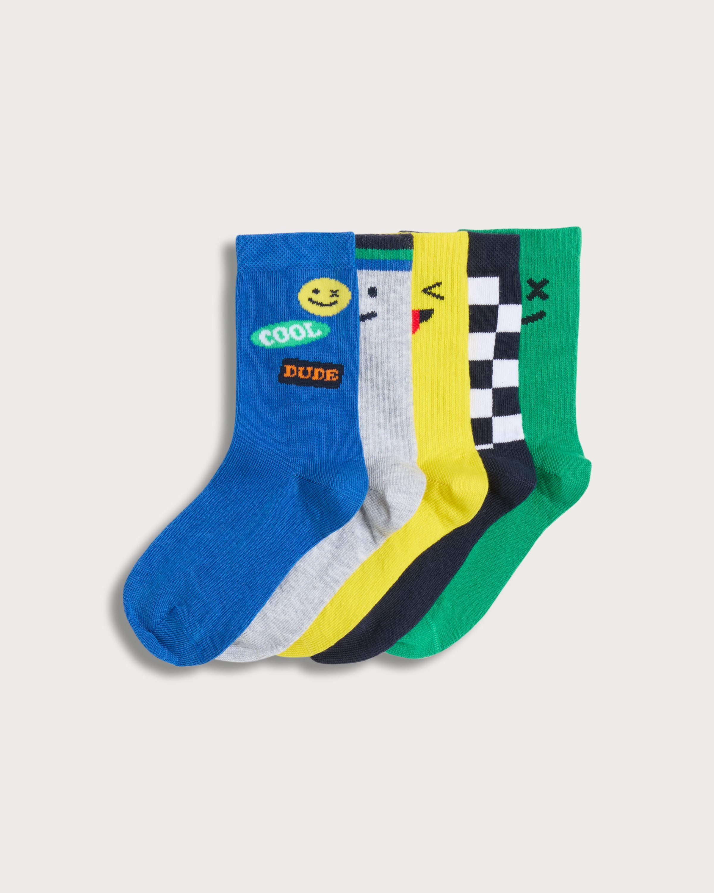 F&F 5-pack Cotton Blend Cool Dude Ankle Socks in Multi