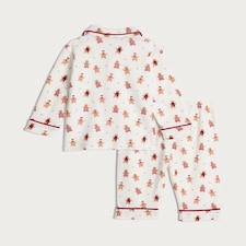 F&F Baby Gingerbread Print Pyjamas and Rattle in Cream/White thumbnail 2