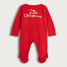 F&F Baby 2-Pack Pure Cotton My First Christmas Sleepsuits in White thumbnail 2
