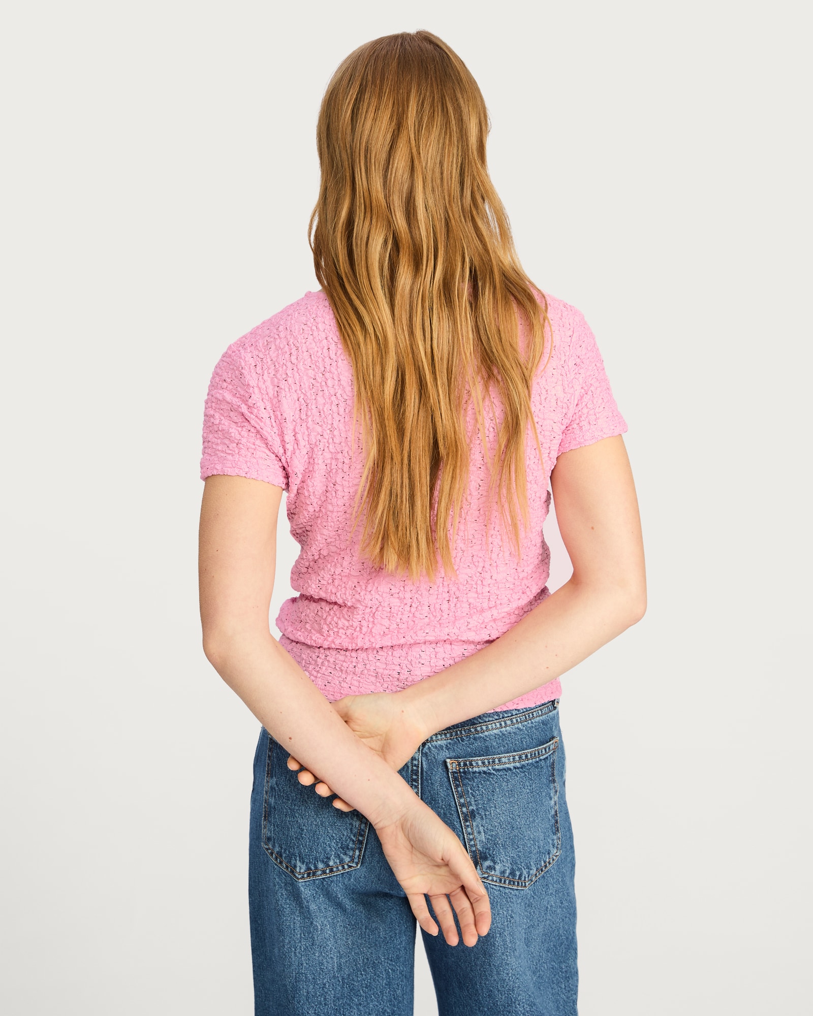F&F Textured Short Sleeved T-Shirt in Pink thumbnail 4