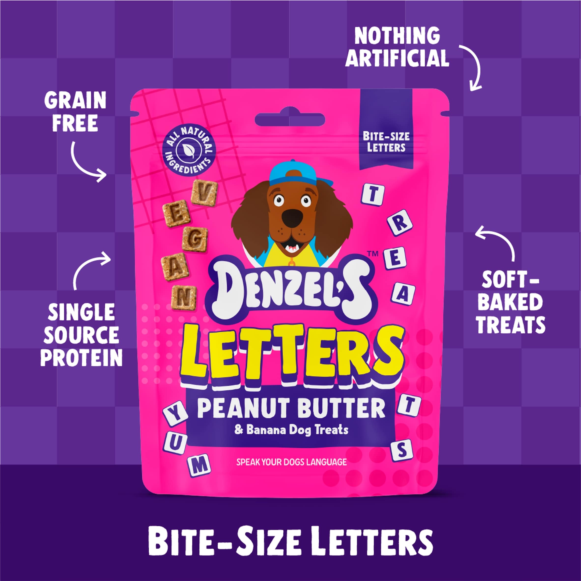 Denzel's Letters - Peanut Butter & Banana Dog Treats 90g thumbnail 3